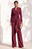 Khaki Shawl Lapel 2 Piece Work Suits with Sash