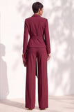Khaki Shawl Lapel 2 Piece Work Suits with Sash