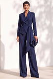 Khaki Shawl Lapel 2 Piece Work Suits with Sash