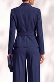 Khaki Shawl Lapel 2 Piece Work Suits with Sash