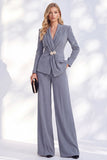 Fresh Emerald Shawl Lapel 2 Piece Beaded Ruched Work Suits