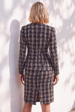 Pink Tweed Button Round Neck 2 Piece Short Work Suits