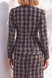 Pink Tweed Button Round Neck 2 Piece Short Work Suits