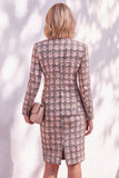 Pink Tweed Button Round Neck 2 Piece Short Work Suits