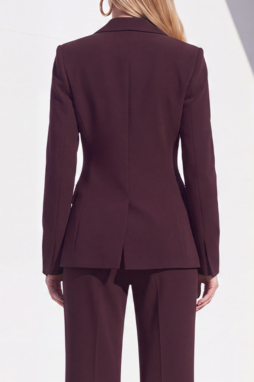 One Button Dark Burgundy Slim Fit Notched Lapel 2 Piece Work Suits