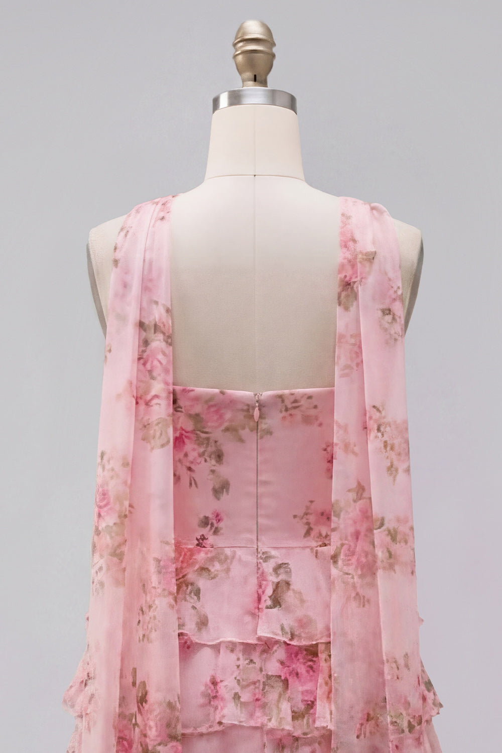 Yellow Floral Ruffled A-Line Short Homecoming Dress with Neck Scarf