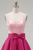 A-Line Navy Purple Color Block Ruffled Short Homecoming Dress with Bow