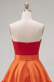 A-Line Navy Purple Color Block Ruffled Short Homecoming Dress with Bow