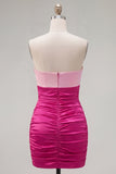 Red Orange Color Block Keyhole Short Tight Homecoming Dress