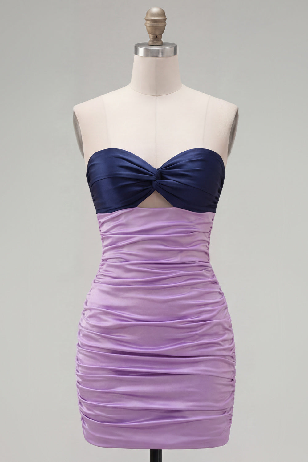 Red Orange Color Block Keyhole Short Tight Homecoming Dress