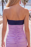 Red Orange Color Block Keyhole Short Tight Homecoming Dress