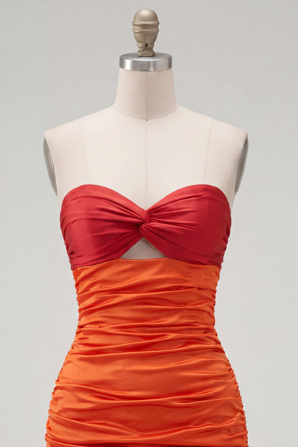 Red Orange Color Block Keyhole Short Tight Homecoming Dress