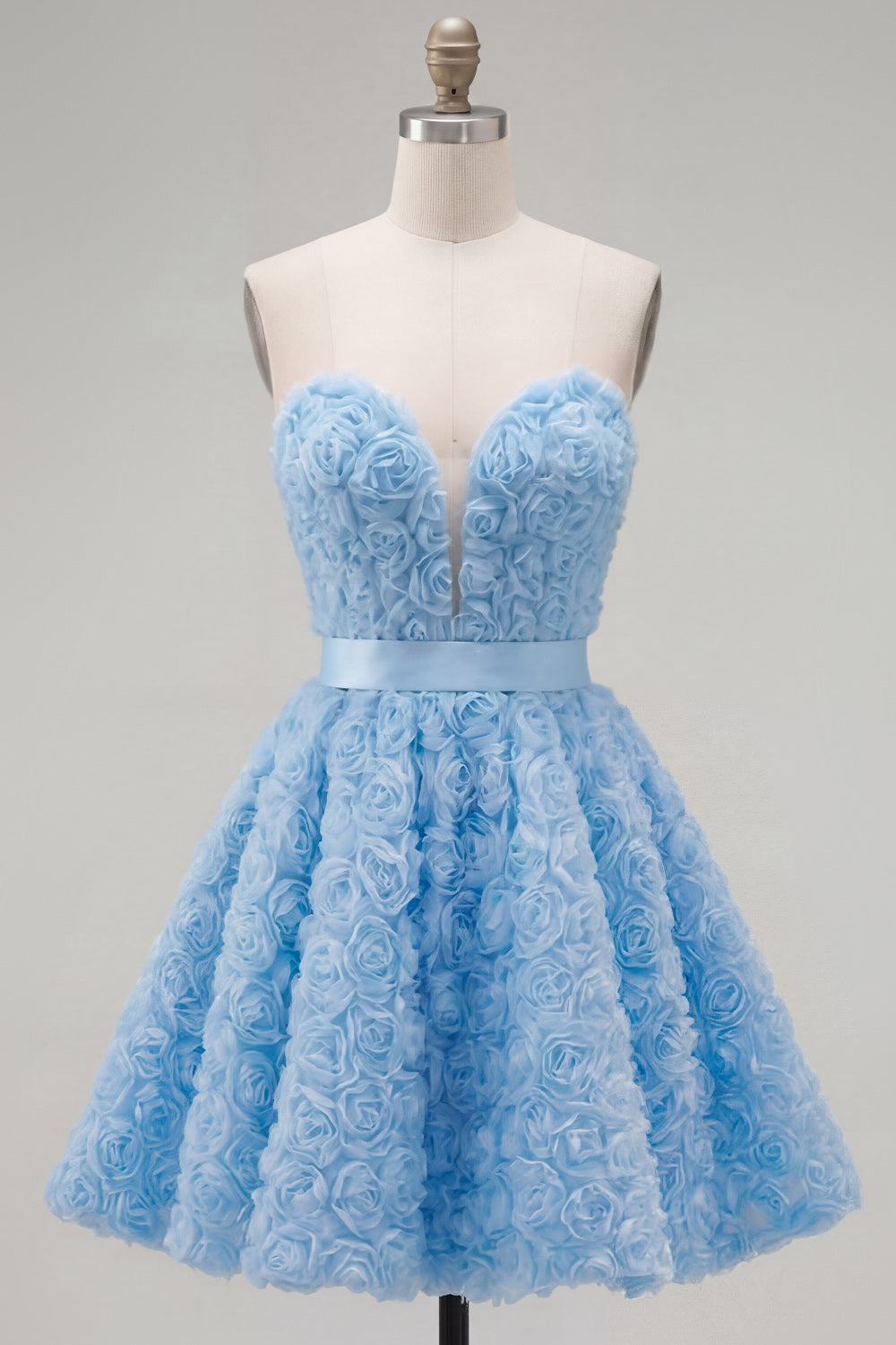 A-Line Pink Sweetheart Short Homecoming Dress with 3D Flowers