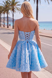 A-Line Pink Sweetheart Short Homecoming Dress with 3D Flowers