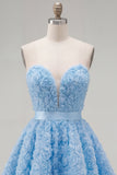 A-Line Pink Sweetheart Short Homecoming Dress with 3D Flowers