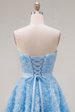 A-Line Pink Sweetheart Short Homecoming Dress with 3D Flowers