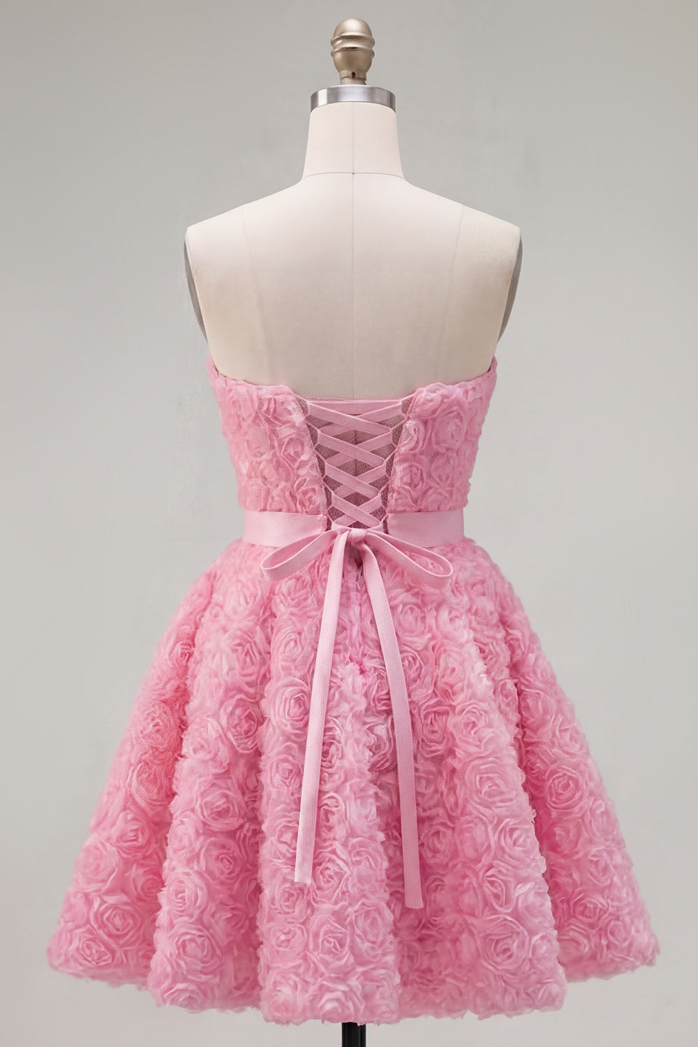 A-Line Pink Sweetheart Short Homecoming Dress with 3D Flowers