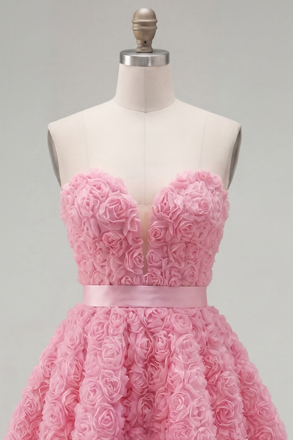 A-Line Pink Sweetheart Short Homecoming Dress with 3D Flowers
