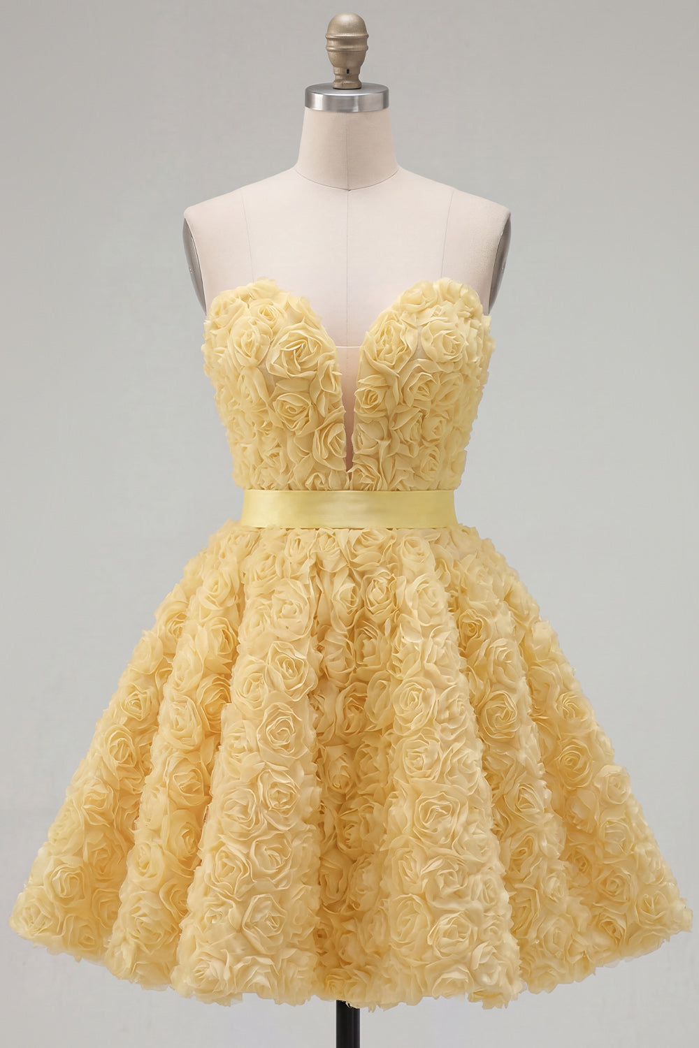 A-Line Pink Sweetheart Short Homecoming Dress with 3D Flowers