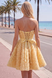 A-Line Pink Sweetheart Short Homecoming Dress with 3D Flowers