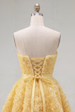 A-Line Pink Sweetheart Short Homecoming Dress with 3D Flowers