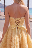 A-Line Pink Sweetheart Short Homecoming Dress with 3D Flowers