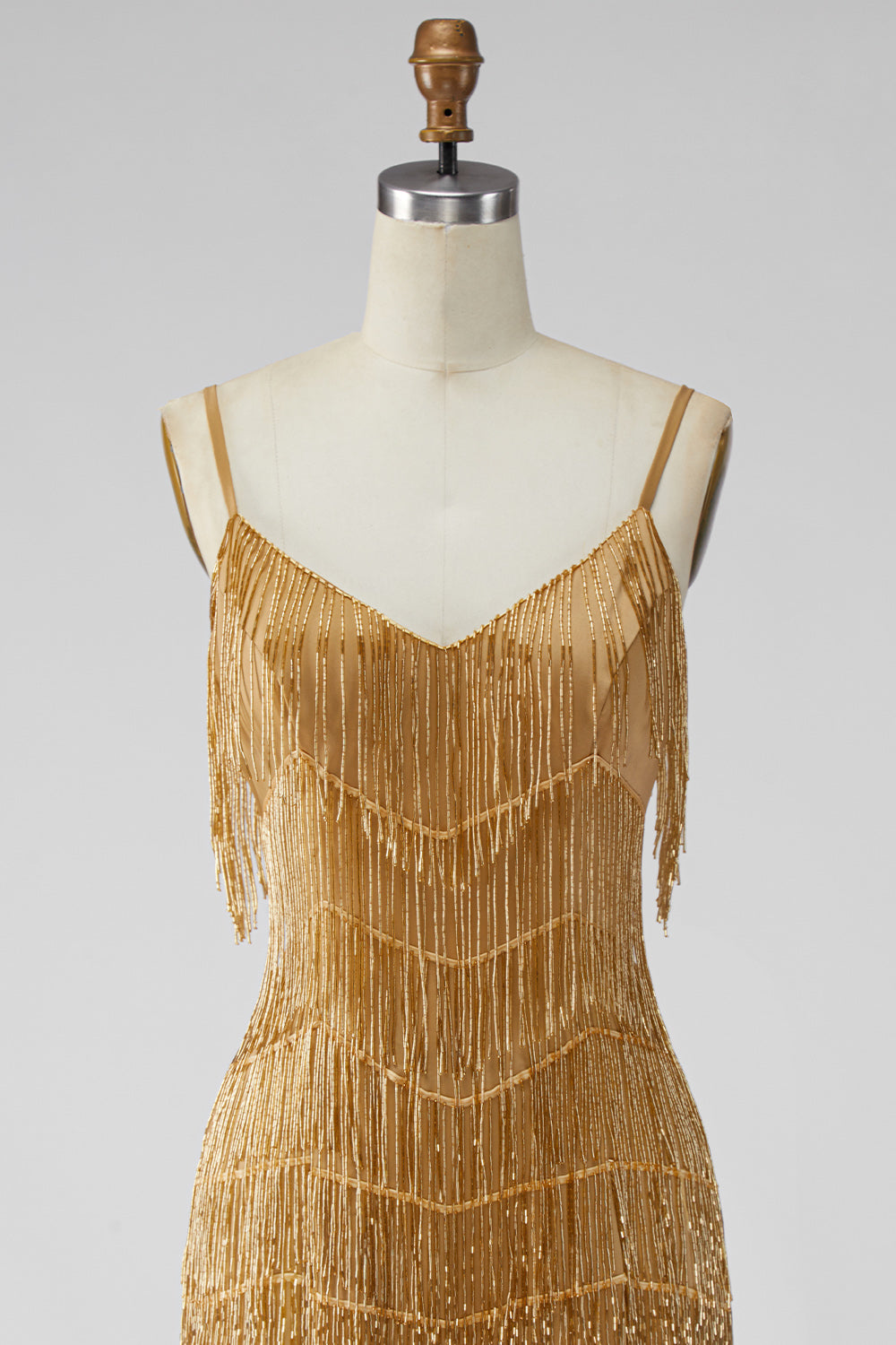 Golden Sparkly Short Tight Homecoming Dress with Fringes