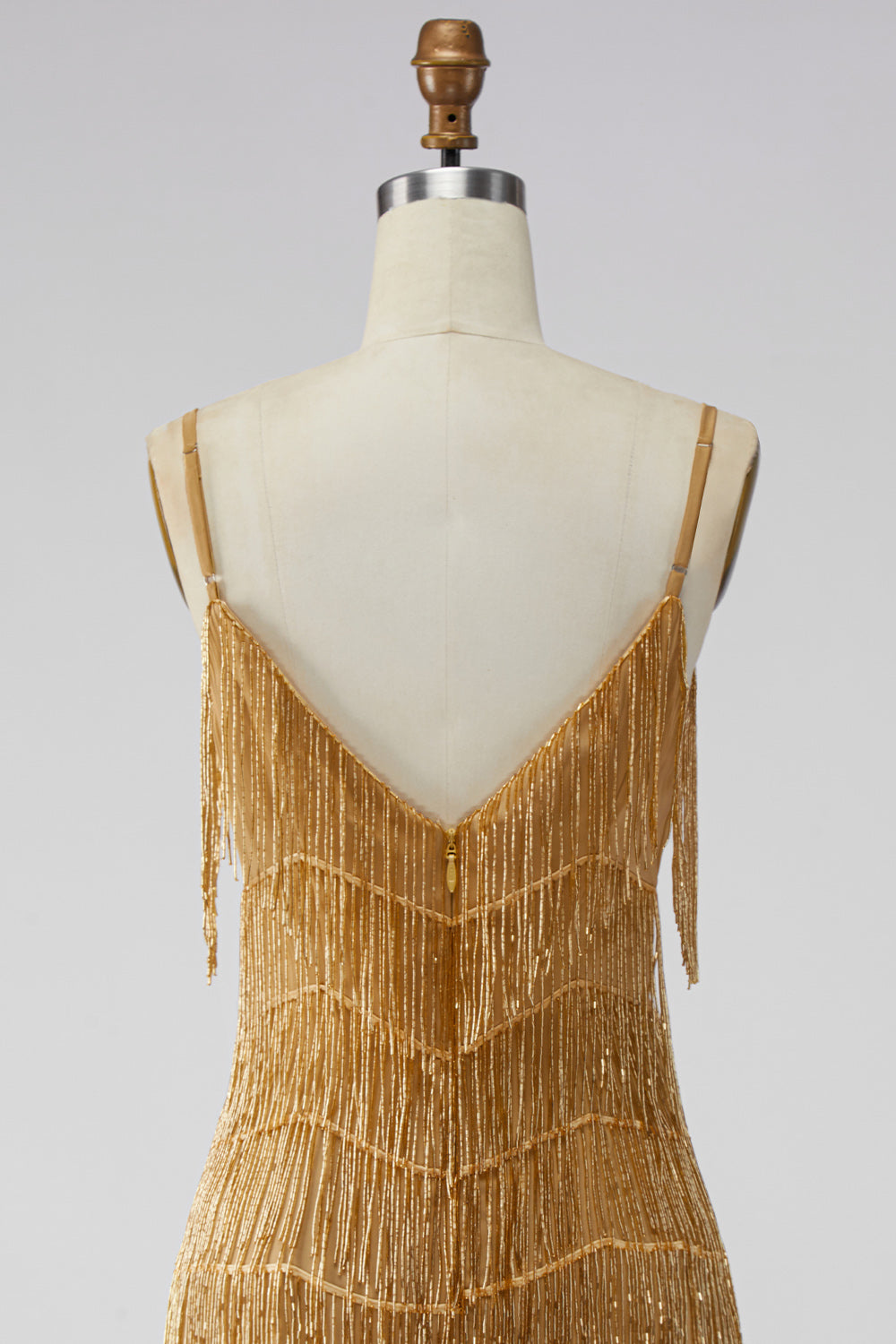 Golden Sparkly Short Tight Homecoming Dress with Fringes