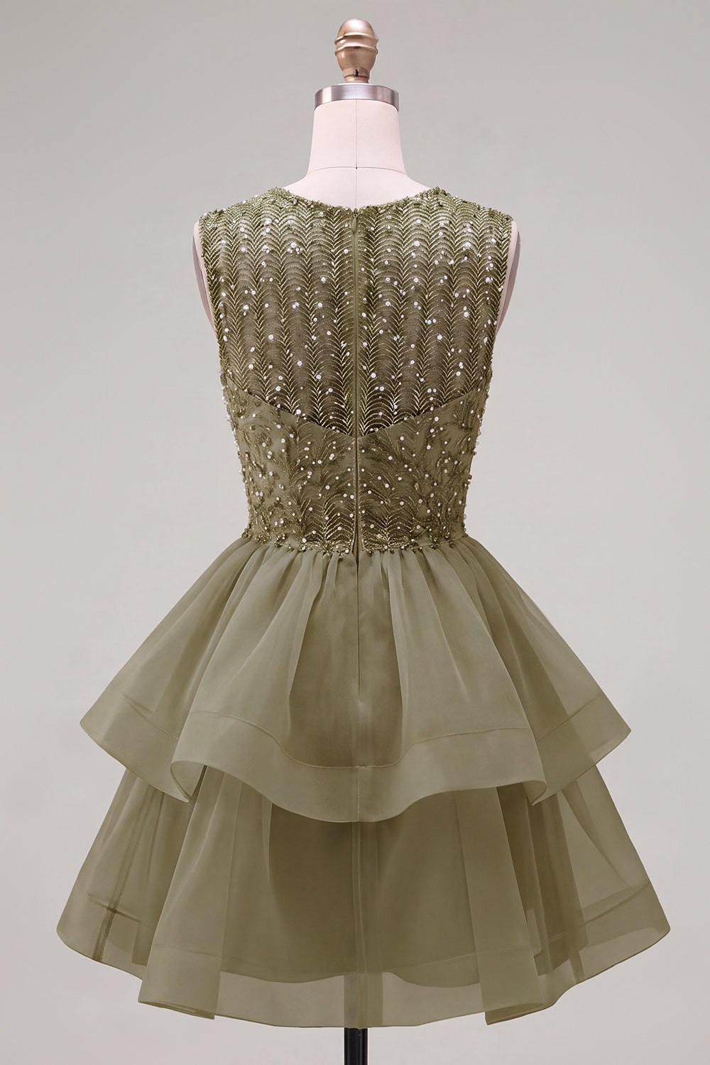 Sparkly Yellow A-Line Illusion Neck Beaded Tiered Short Homecoming Dress