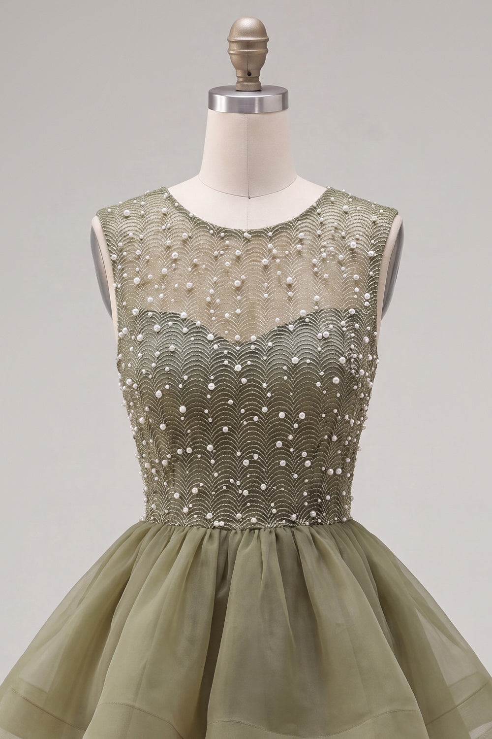 Sparkly Yellow A-Line Illusion Neck Beaded Tiered Short Homecoming Dress