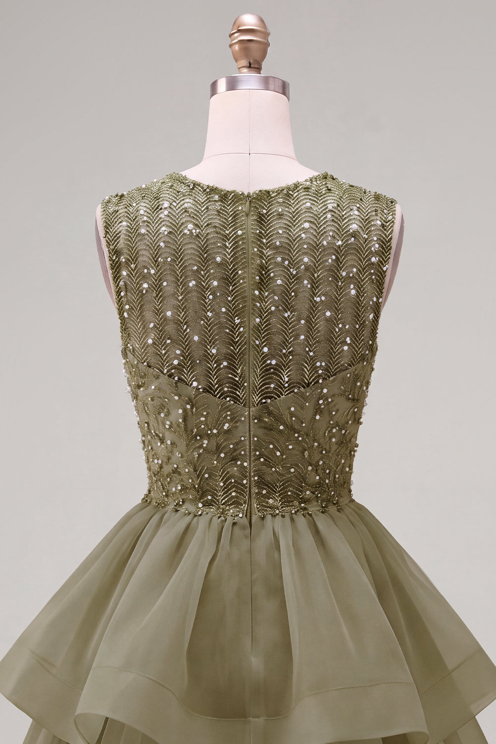 Sparkly Yellow A-Line Illusion Neck Beaded Tiered Short Homecoming Dress