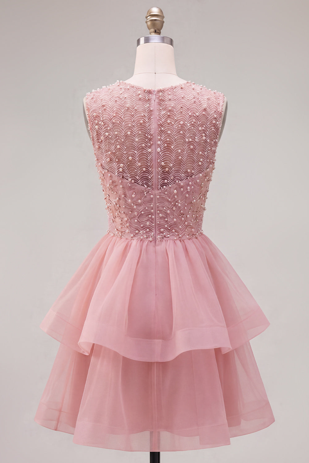 Sparkly Yellow A-Line Illusion Neck Beaded Tiered Short Homecoming Dress