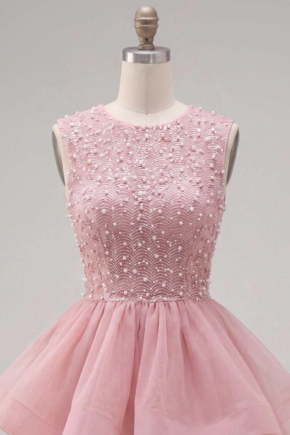 Sparkly Yellow A-Line Illusion Neck Beaded Tiered Short Homecoming Dress