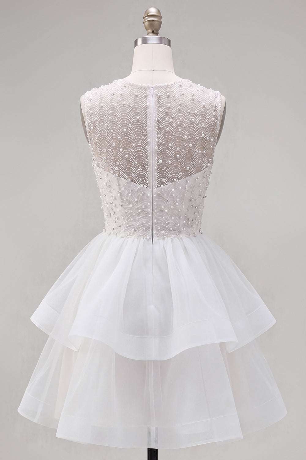 Sparkly Yellow A-Line Illusion Neck Beaded Tiered Short Homecoming Dress