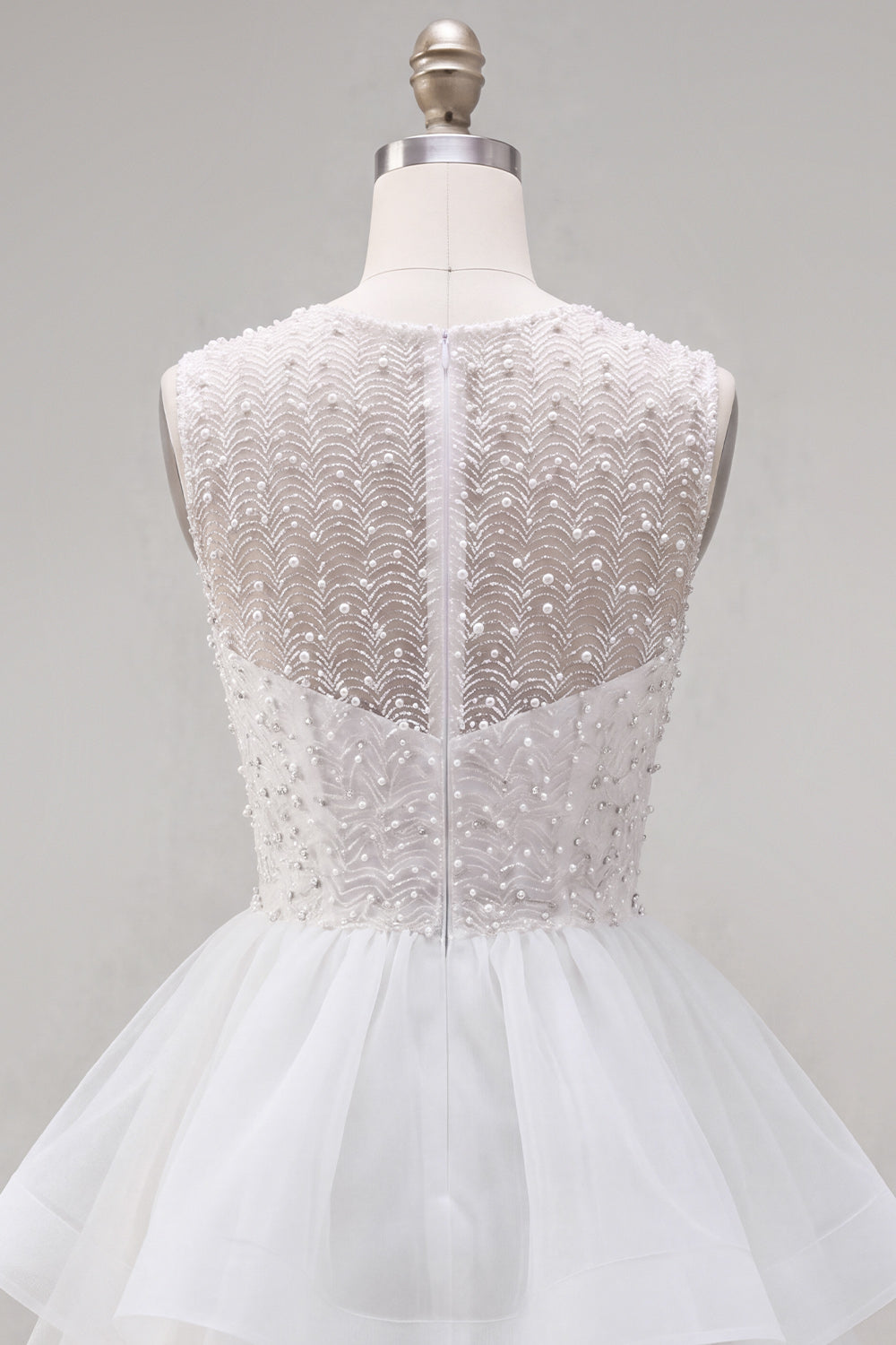 Sparkly Yellow A-Line Illusion Neck Beaded Tiered Short Homecoming Dress