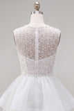 Sparkly Yellow A-Line Illusion Neck Beaded Tiered Short Homecoming Dress
