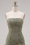 Sparkly Blue Beaded Strapless Short Tight Homecoming Dress with 3D Flowers