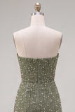 Sparkly Blue Beaded Strapless Short Tight Homecoming Dress with 3D Flowers