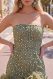 Sparkly Blue Beaded Strapless Short Tight Homecoming Dress with 3D Flowers