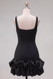 Fuchsia Square Neck Ruffled Short Tight Homecoming Dress
