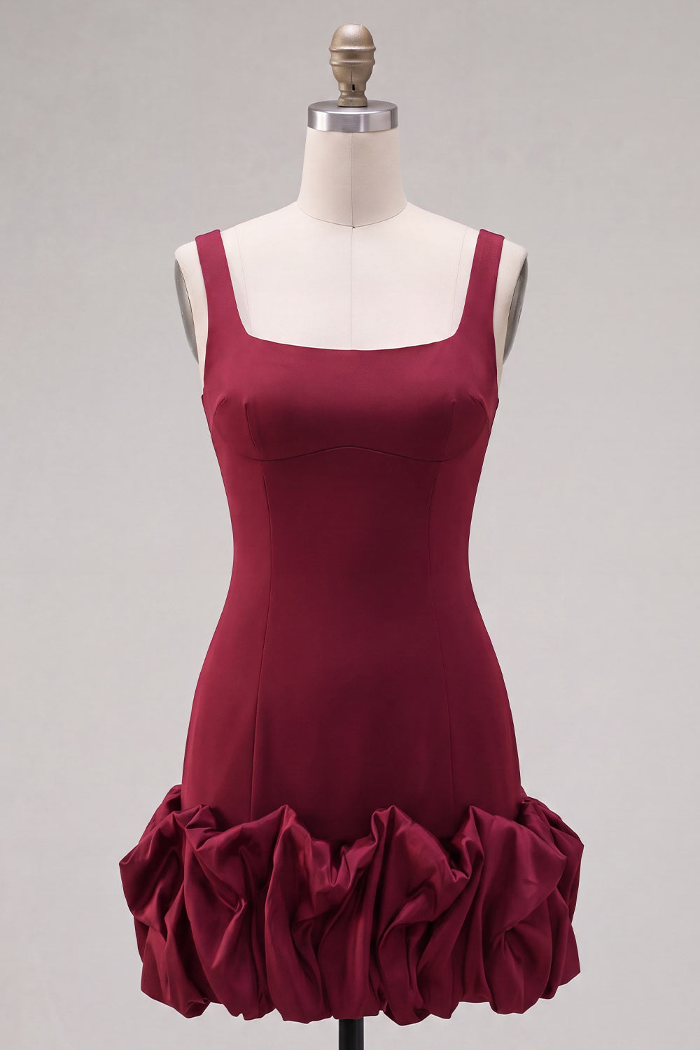 Fuchsia Square Neck Ruffled Short Tight Homecoming Dress