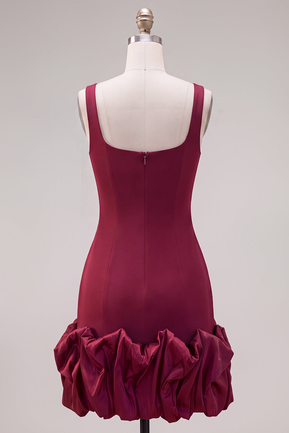 Fuchsia Square Neck Ruffled Short Tight Homecoming Dress