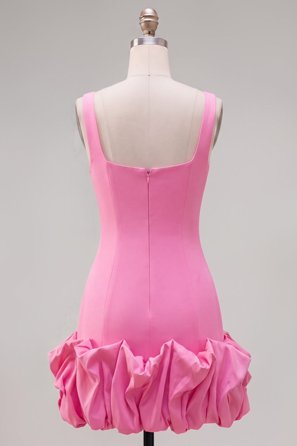 Fuchsia Square Neck Ruffled Short Tight Homecoming Dress