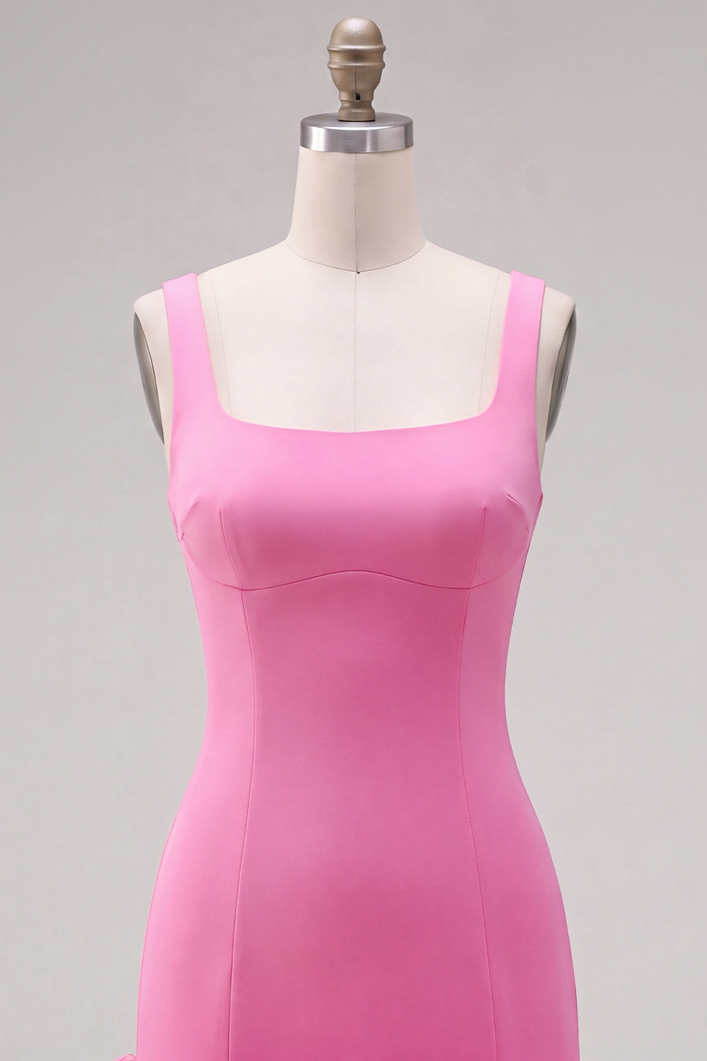 Fuchsia Square Neck Ruffled Short Tight Homecoming Dress