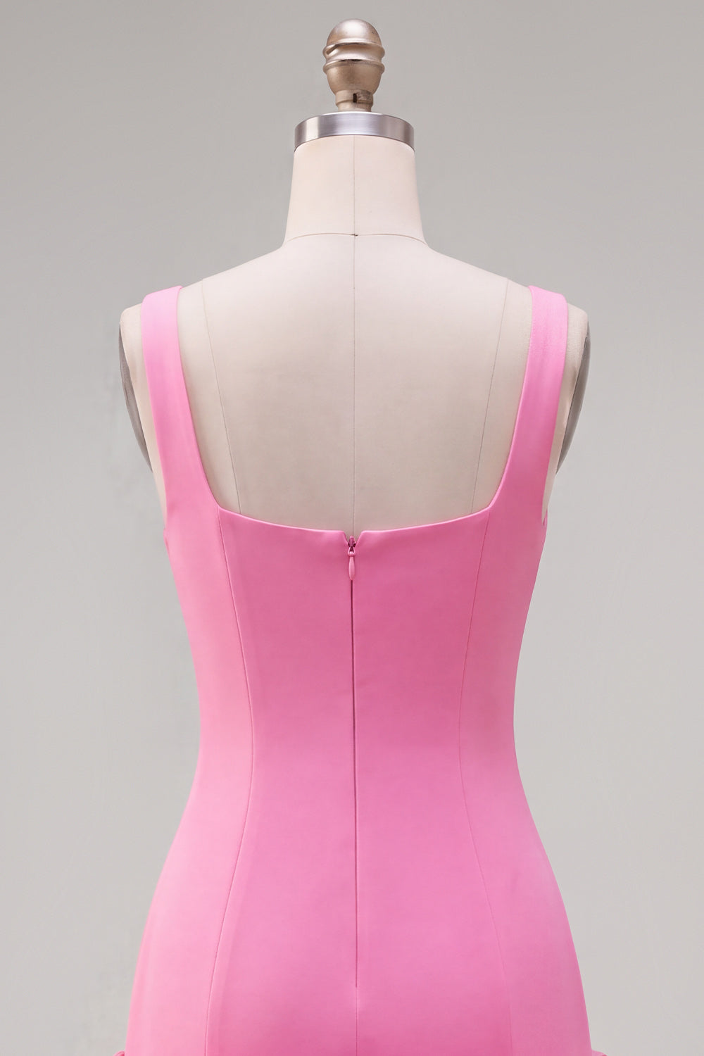 Fuchsia Square Neck Ruffled Short Tight Homecoming Dress