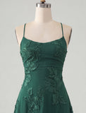 Blue A-Line Spaghetti Straps Floral Short Homecoming Dress