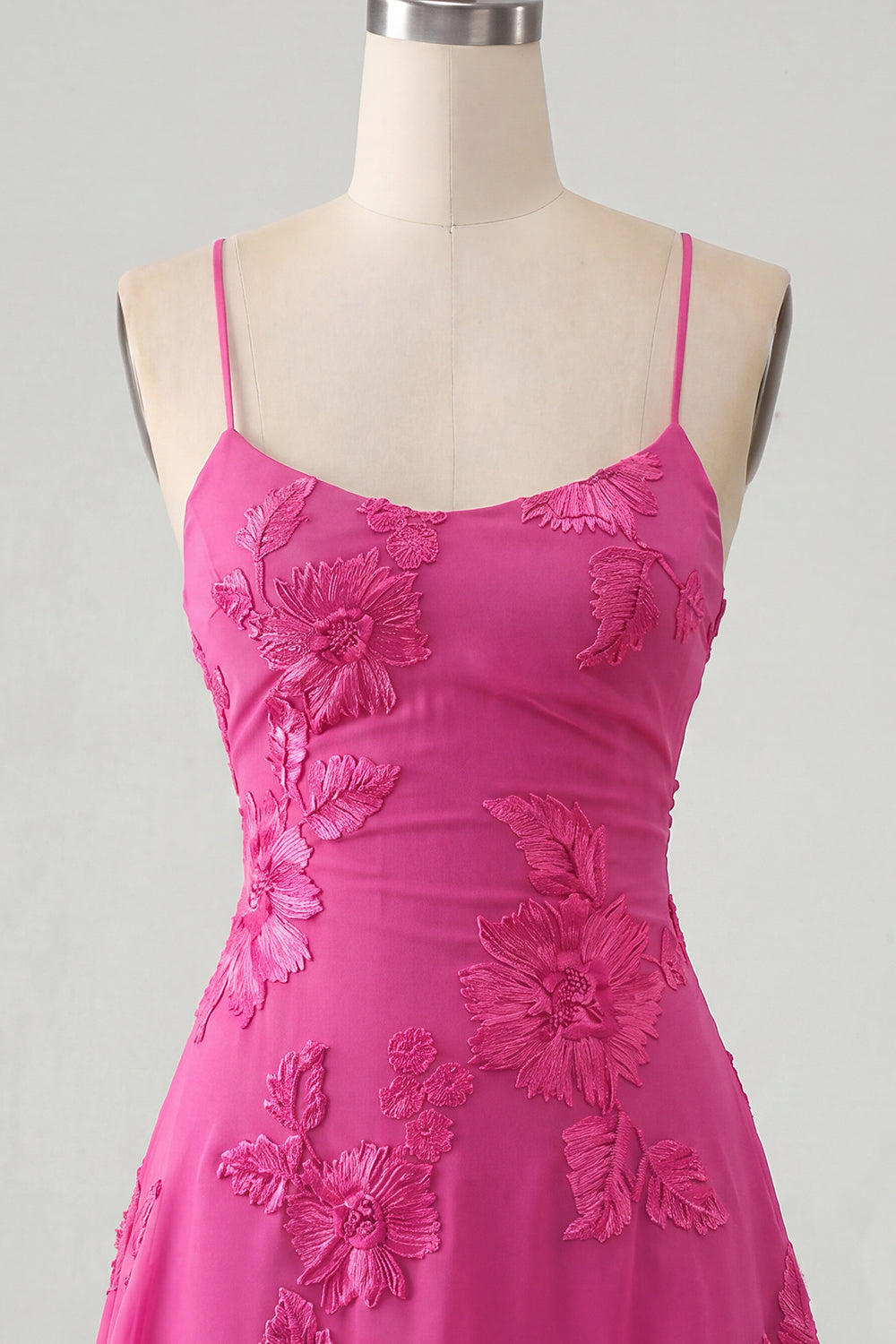 Blue A-Line Spaghetti Straps Floral Short Homecoming Dress