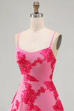 Blue A-Line Spaghetti Straps Floral Short Homecoming Dress
