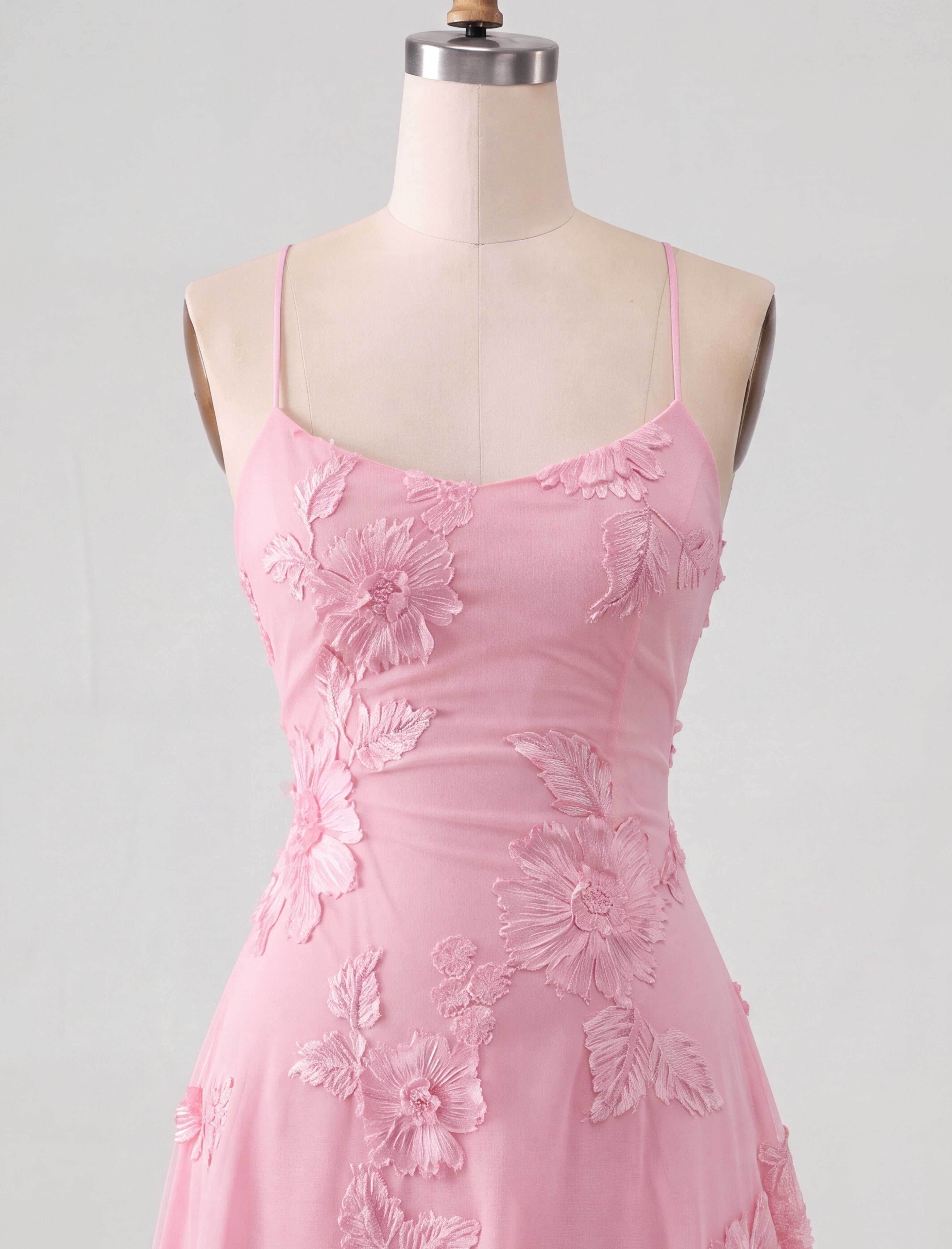 Blue A-Line Spaghetti Straps Floral Short Homecoming Dress