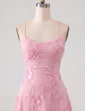 Blue A-Line Spaghetti Straps Floral Short Homecoming Dress